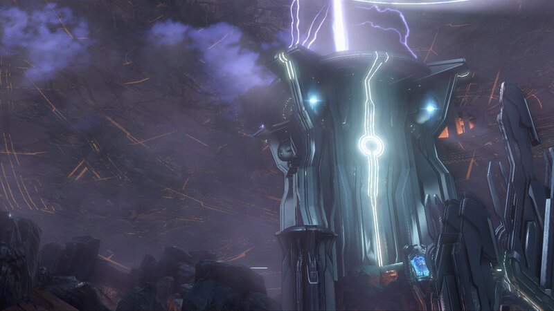 Futuristic Tower Structure — Purple, Dramatic