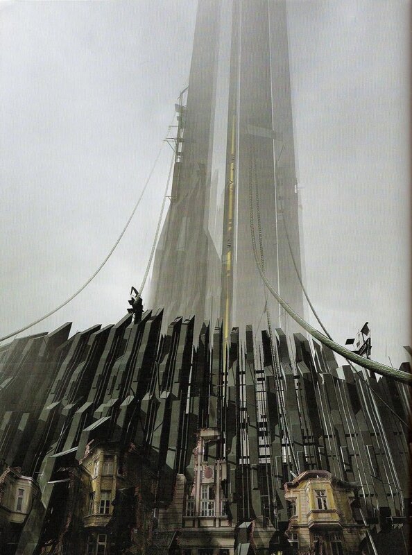 Futuristic tower under construction