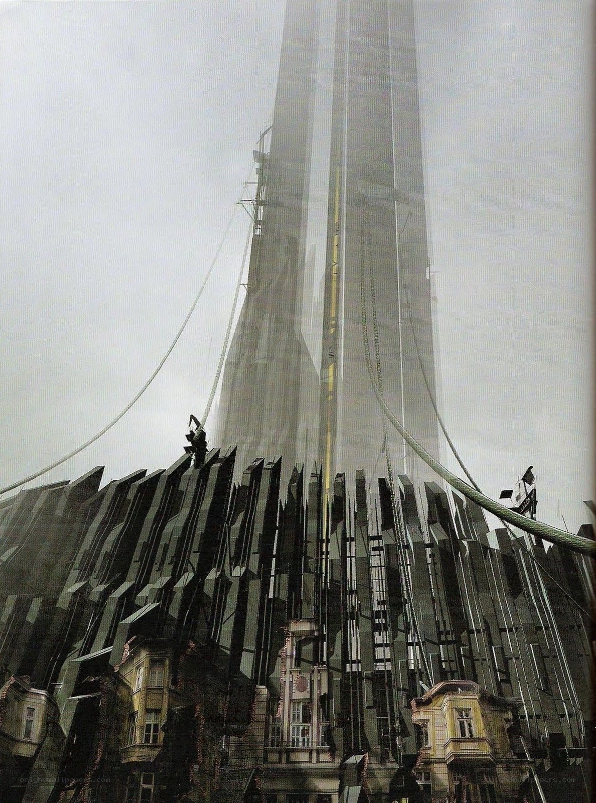 Futuristic tower under construction