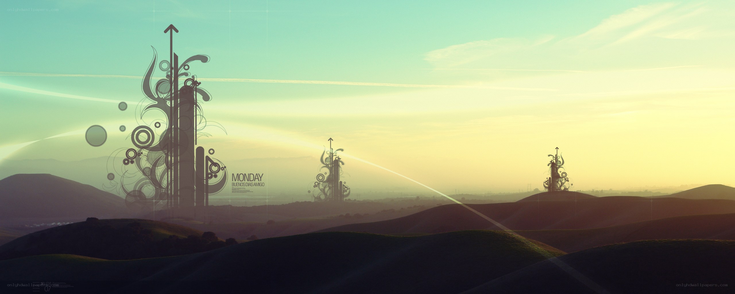 Futuristic towers at sunset