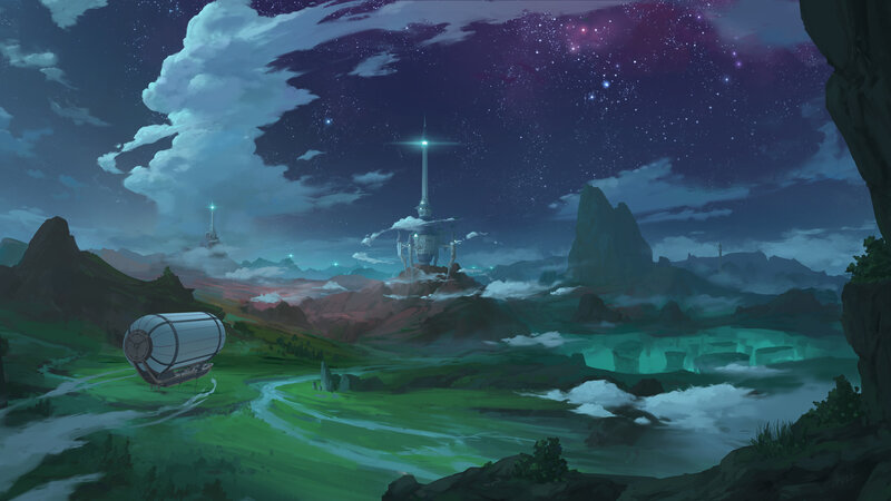 Futuristic Towers in Landscape