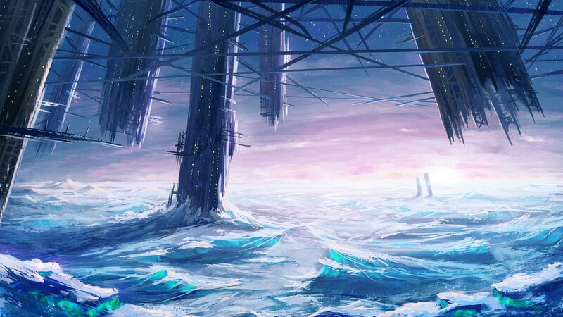 Futuristic Towers in Ocean