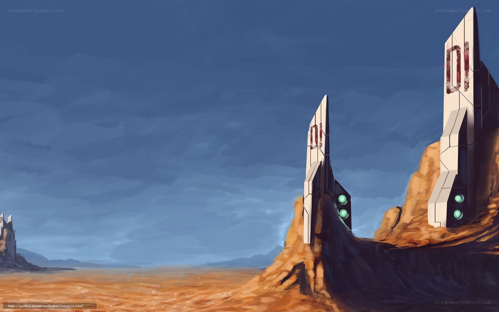 Futuristic towers on alien planet