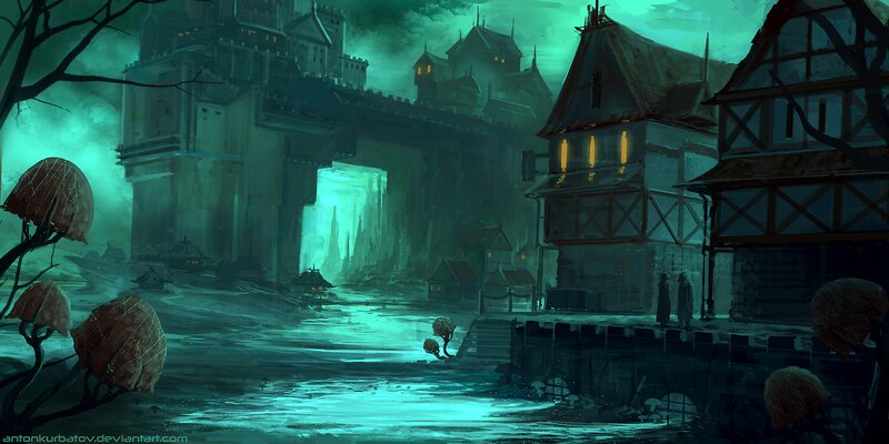 Futuristic Town at Night