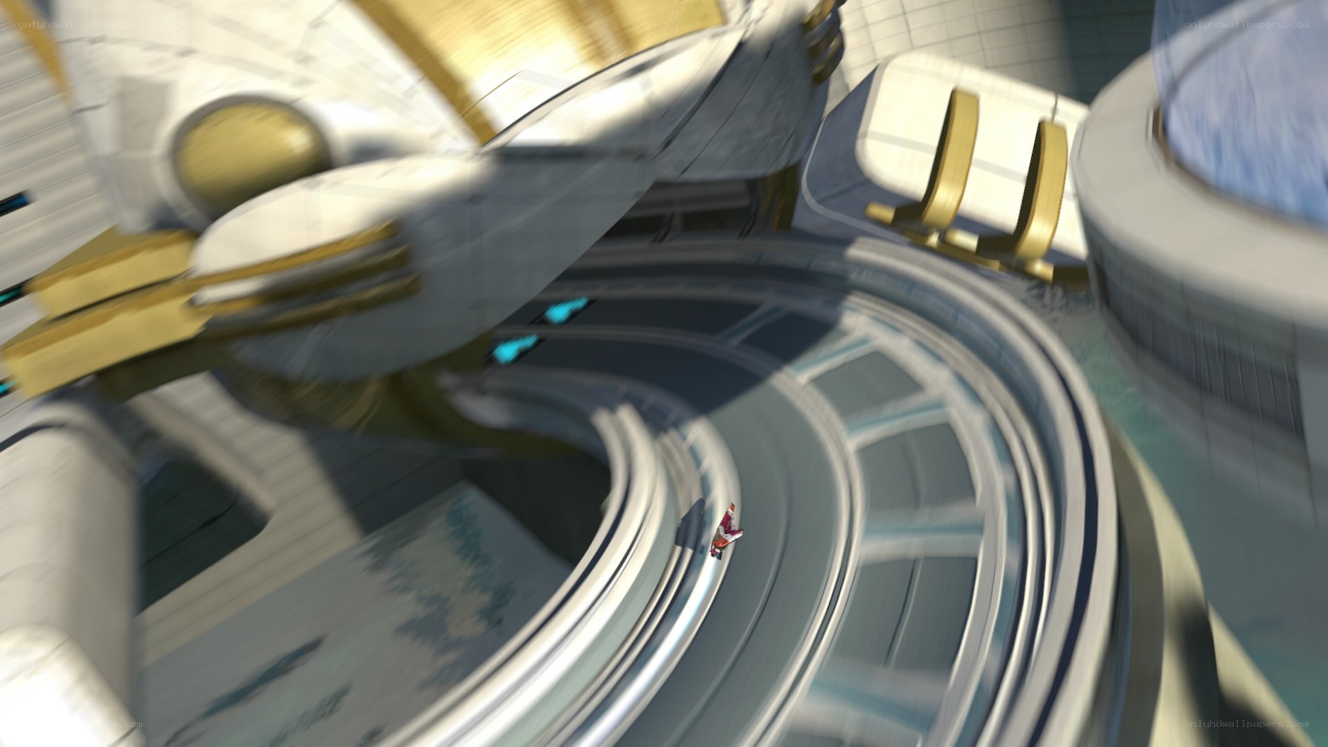 futuristic track with small vehicle