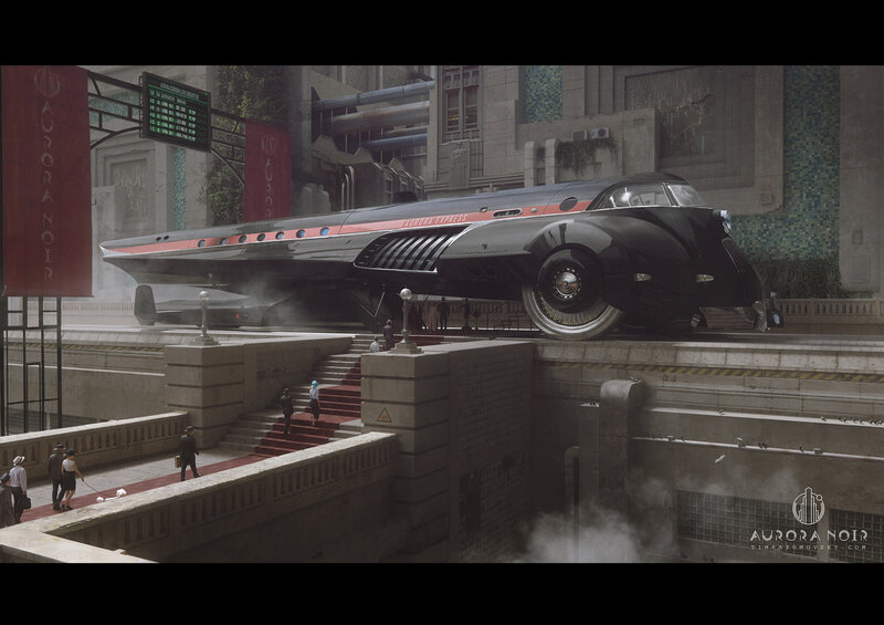 Futuristic Train at Station — Gray