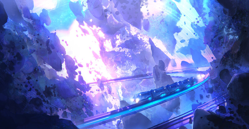 Futuristic Train in Cave