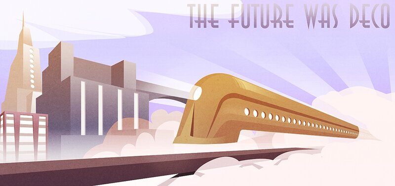 Futuristic Train in City