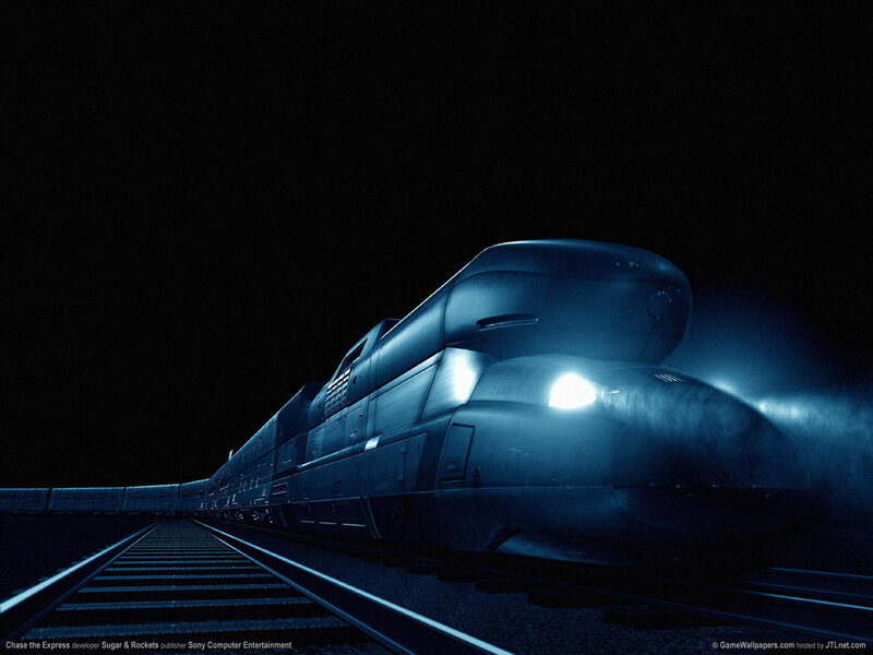 Futuristic Train on Tracks