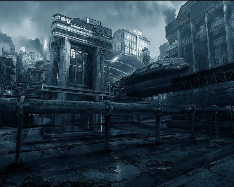 Futuristic Train Station — Blue