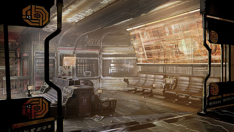 Futuristic Train Station — Brown