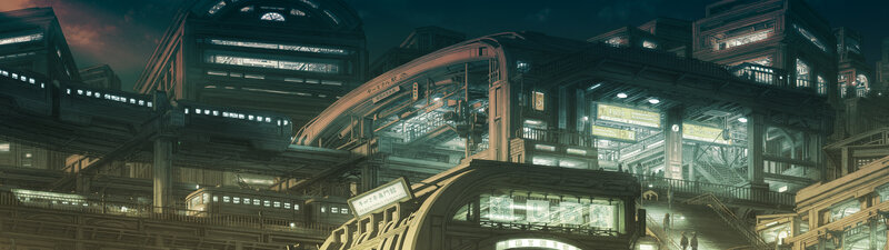 Futuristic Train Station — Green, Dramatic