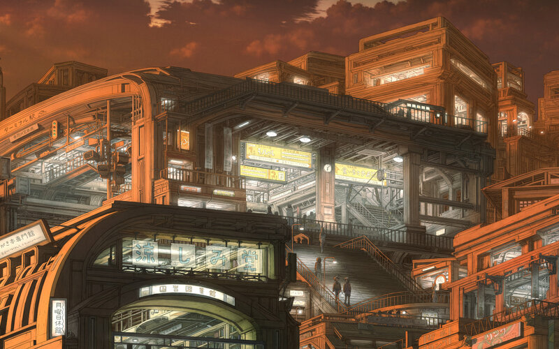 Futuristic Train Station — Orange