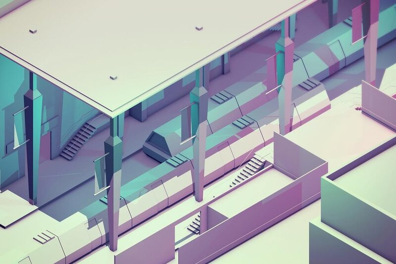 Futuristic Train Station — Purple