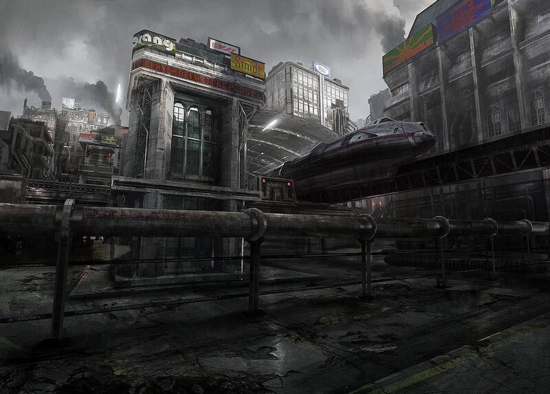 futuristic train station