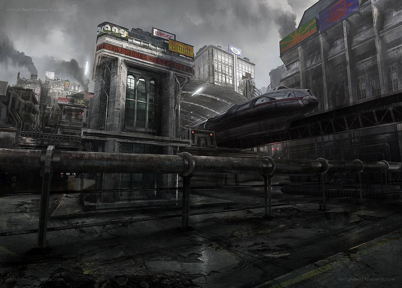 futuristic train station