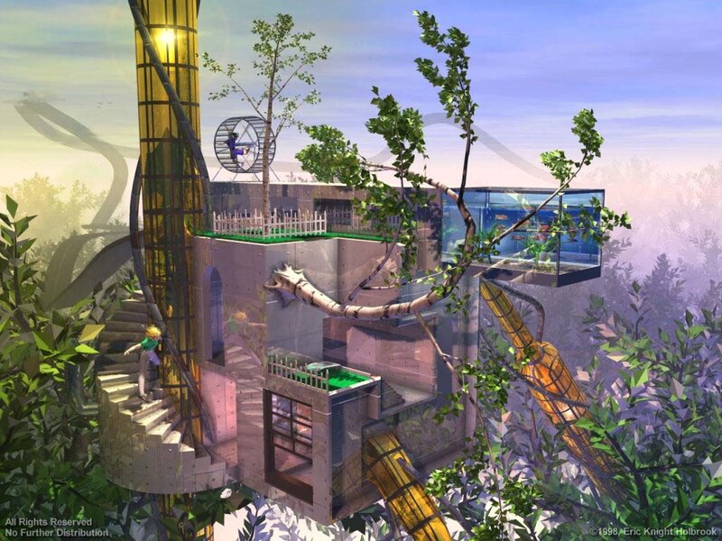 futuristic treehouse structure