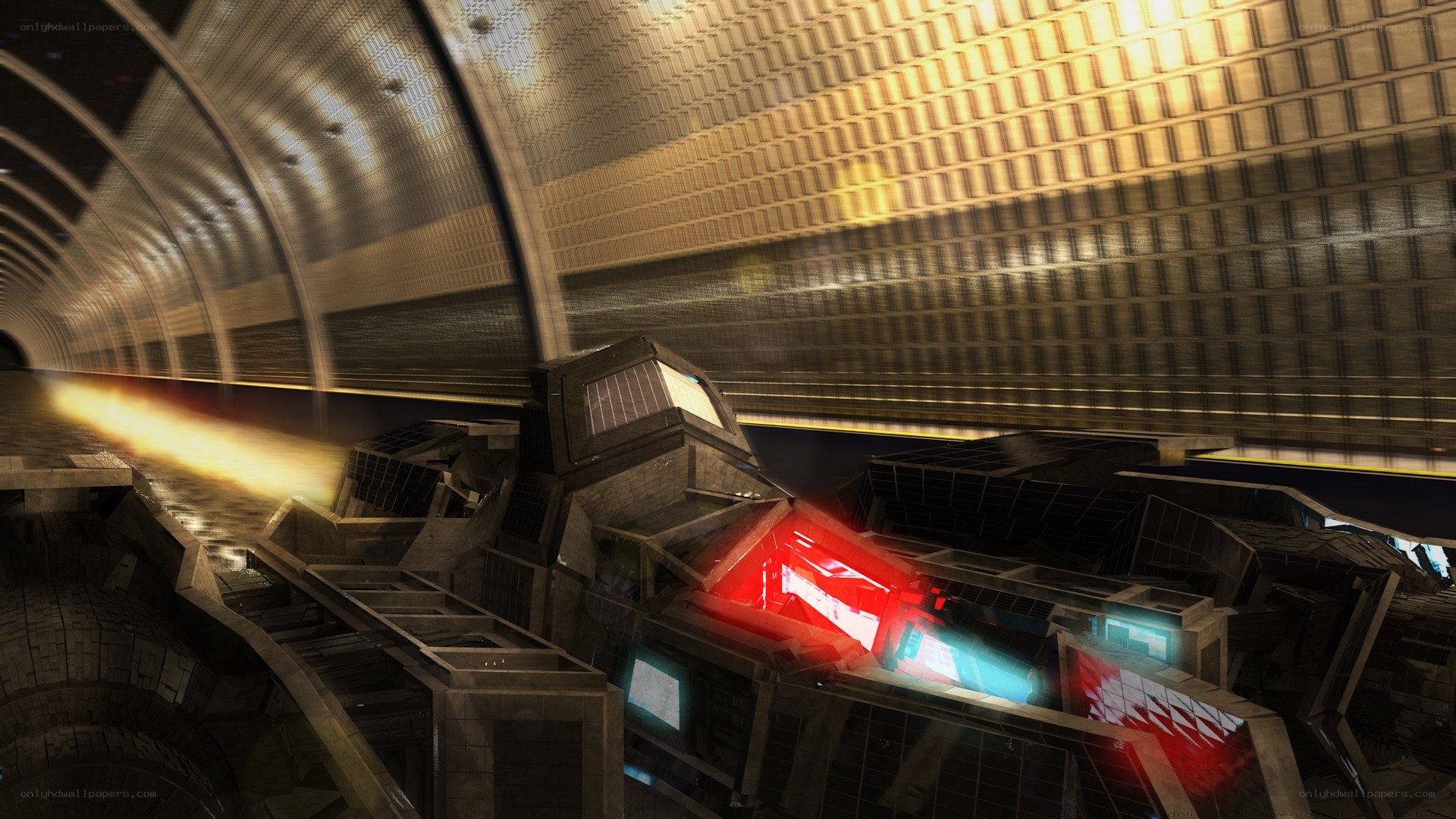 futuristic tunnel crash