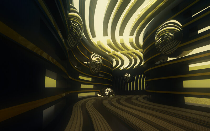 Futuristic Tunnel Interior — Black, Dramatic, 3d Render