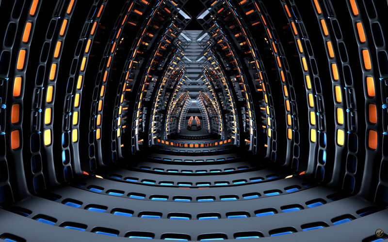 Futuristic Tunnel Interior — Black, Technological