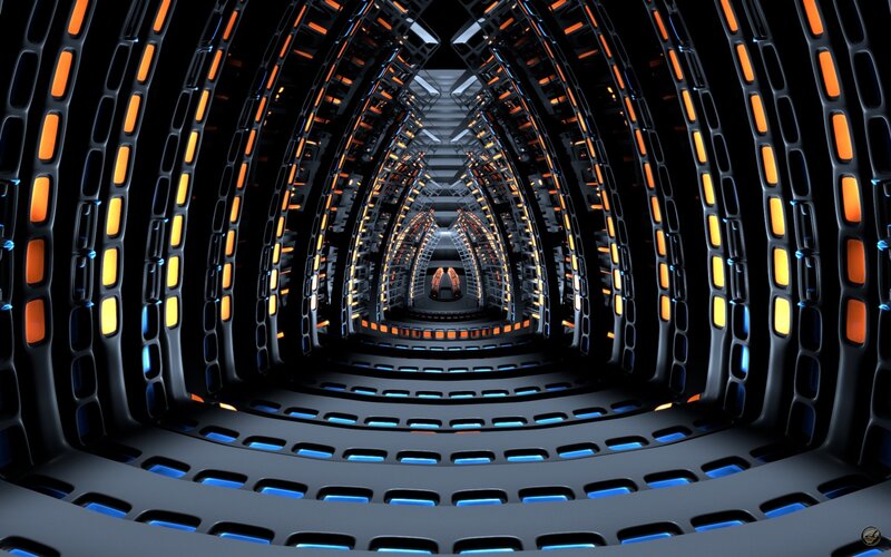 Futuristic Tunnel Interior — Black