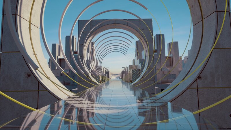 Futuristic Tunnel Structure — Blue