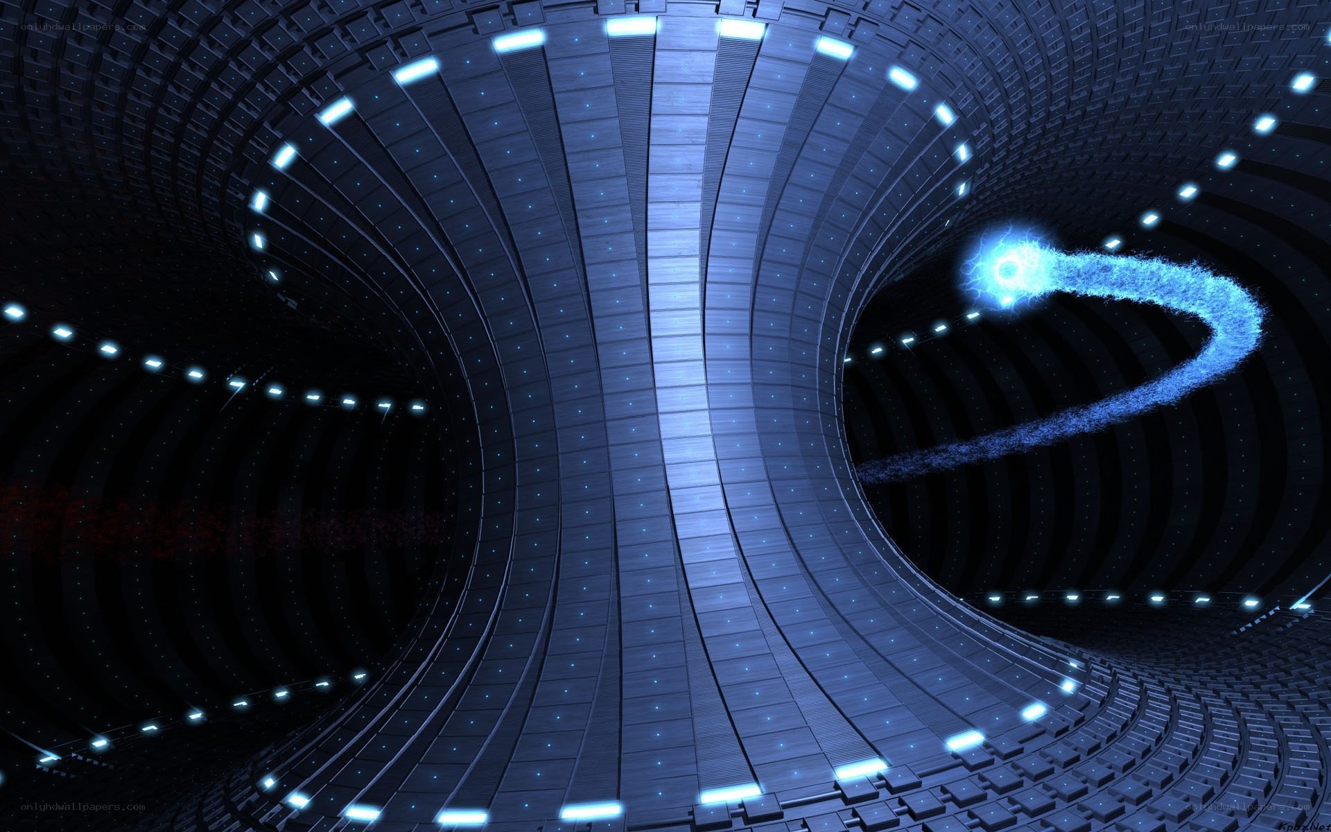 futuristic tunnel with energy trail