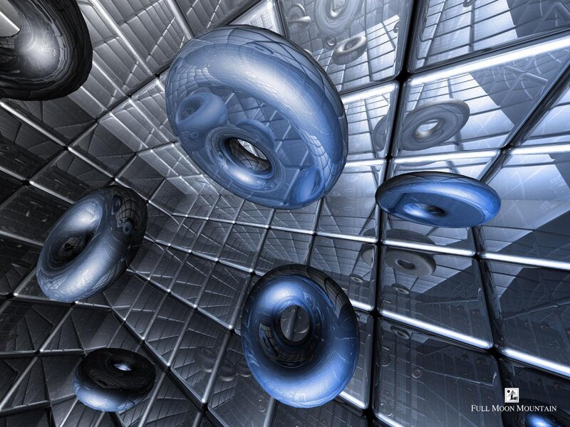 futuristic tunnel with floating rings