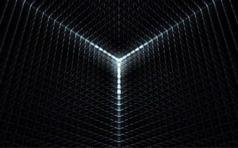 futuristic tunnel with glowing grid