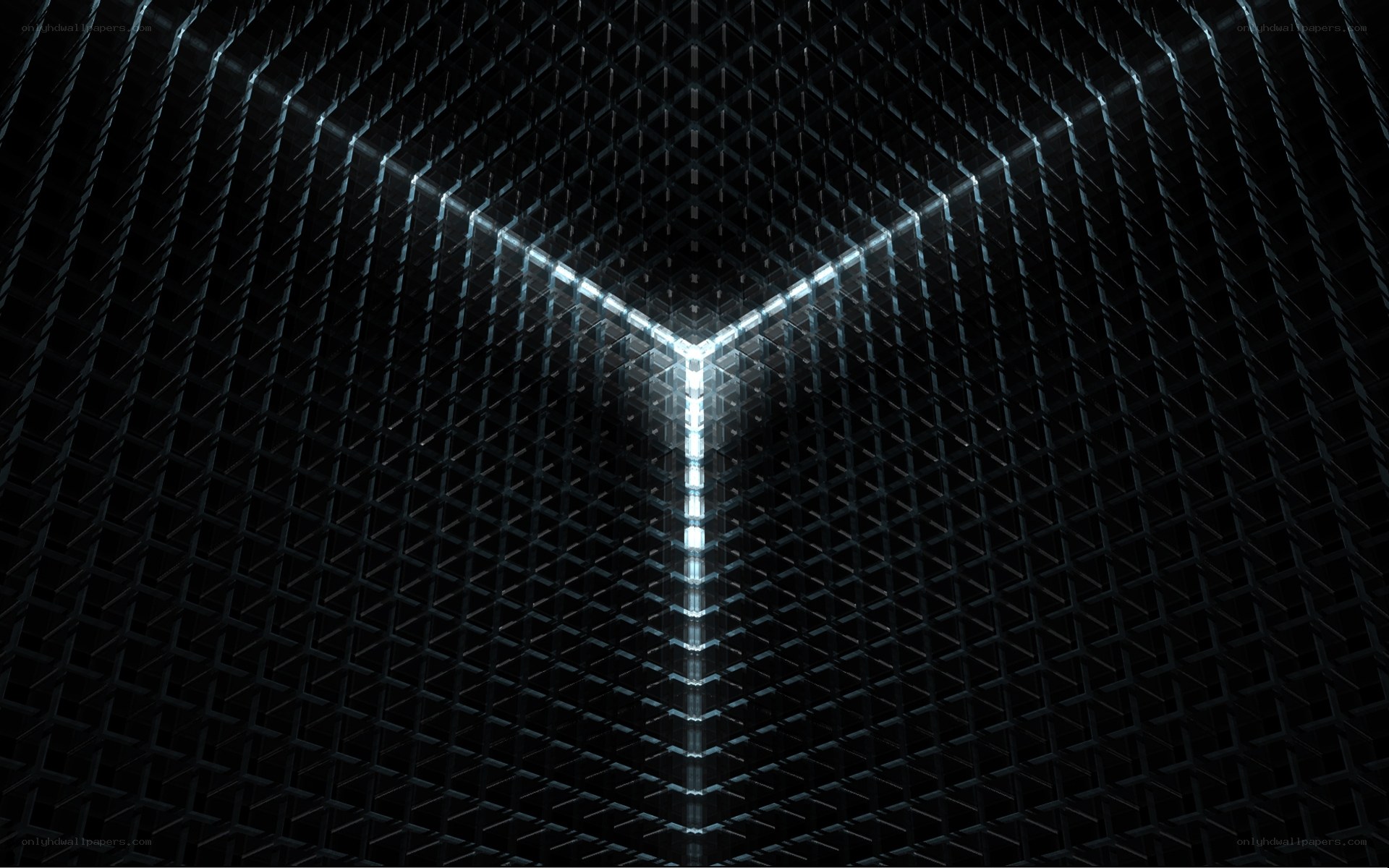 futuristic tunnel with glowing grid