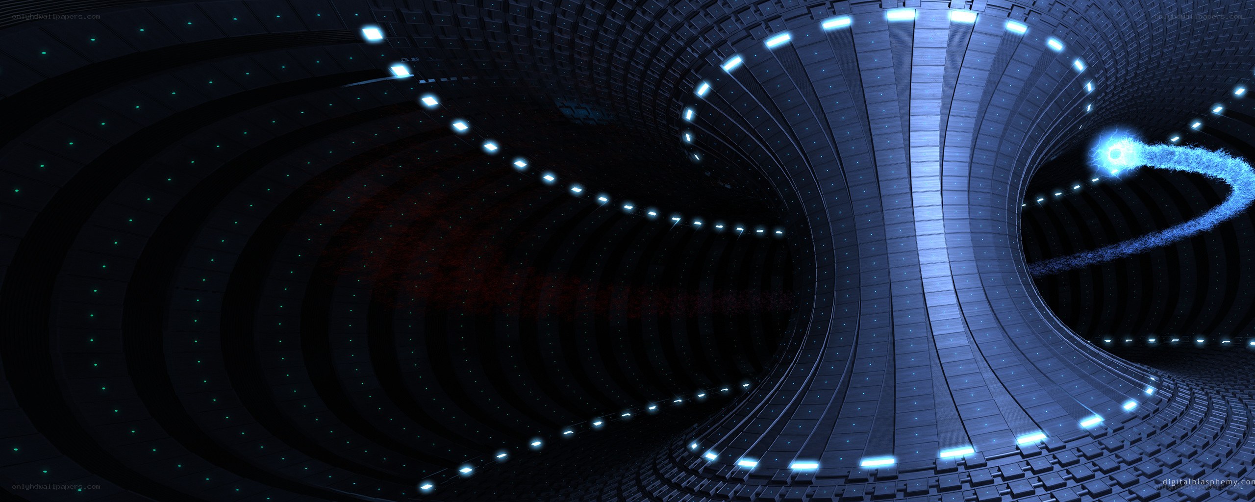 futuristic tunnel with glowing lights