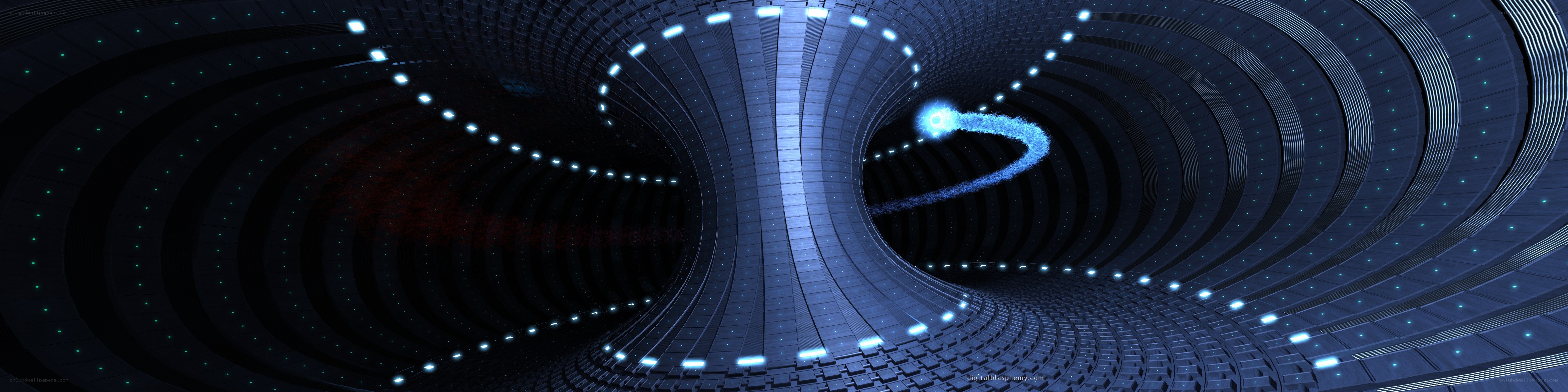 futuristic tunnel with glowing particle