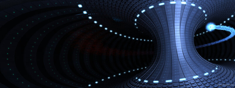 futuristic tunnel with glowing particles