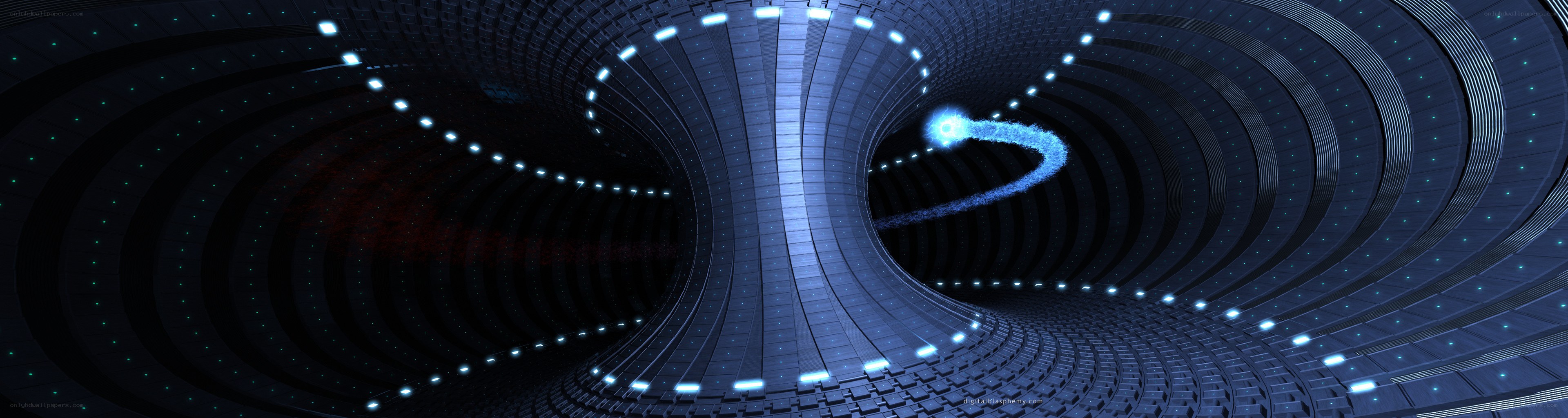 futuristic tunnel with glowing trail
