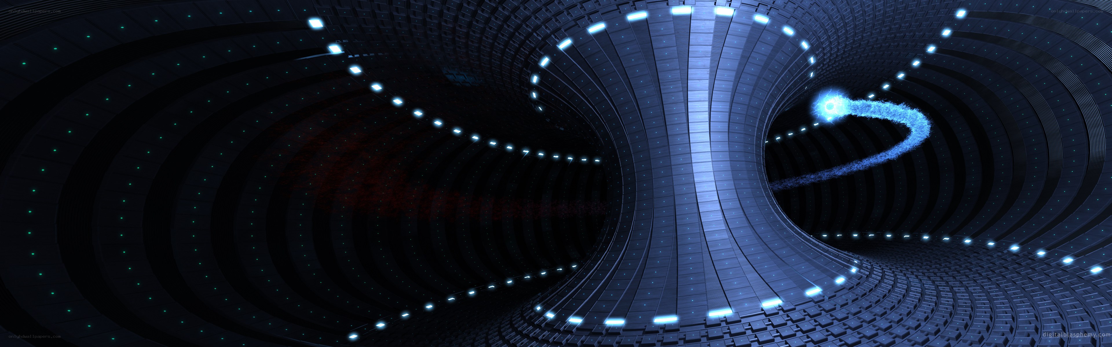 futuristic tunnel with glowing trail