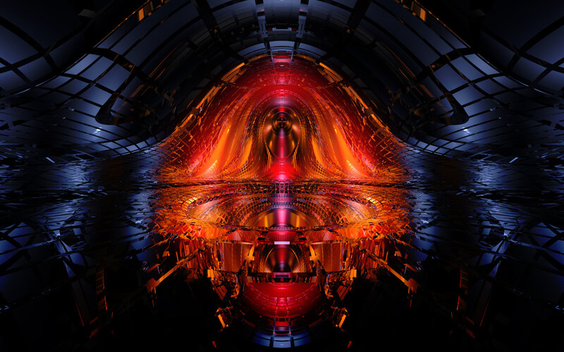 futuristic tunnel with red glow