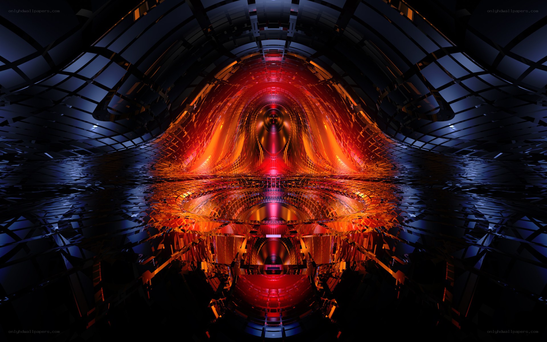futuristic tunnel with red glow