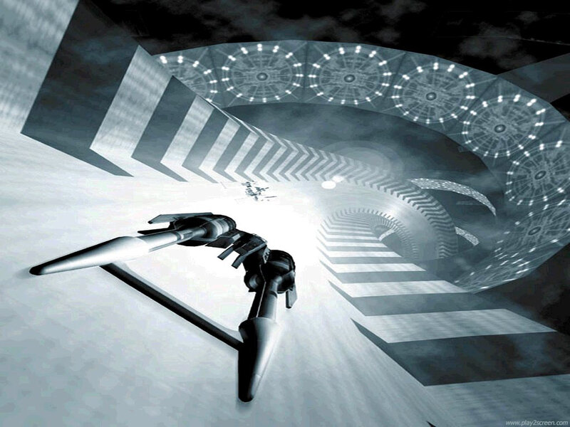 futuristic tunnel with spacecraft