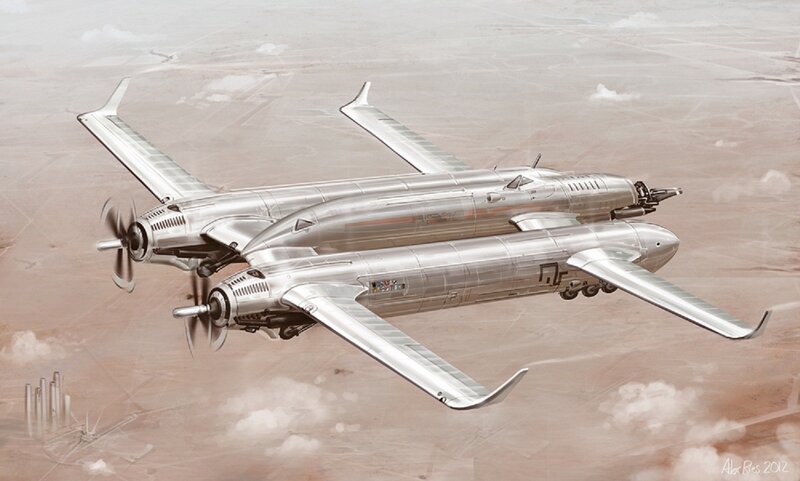 futuristic twin-engine aircraft