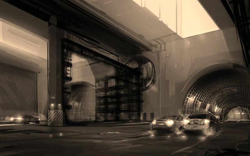 futuristic underground tunnel