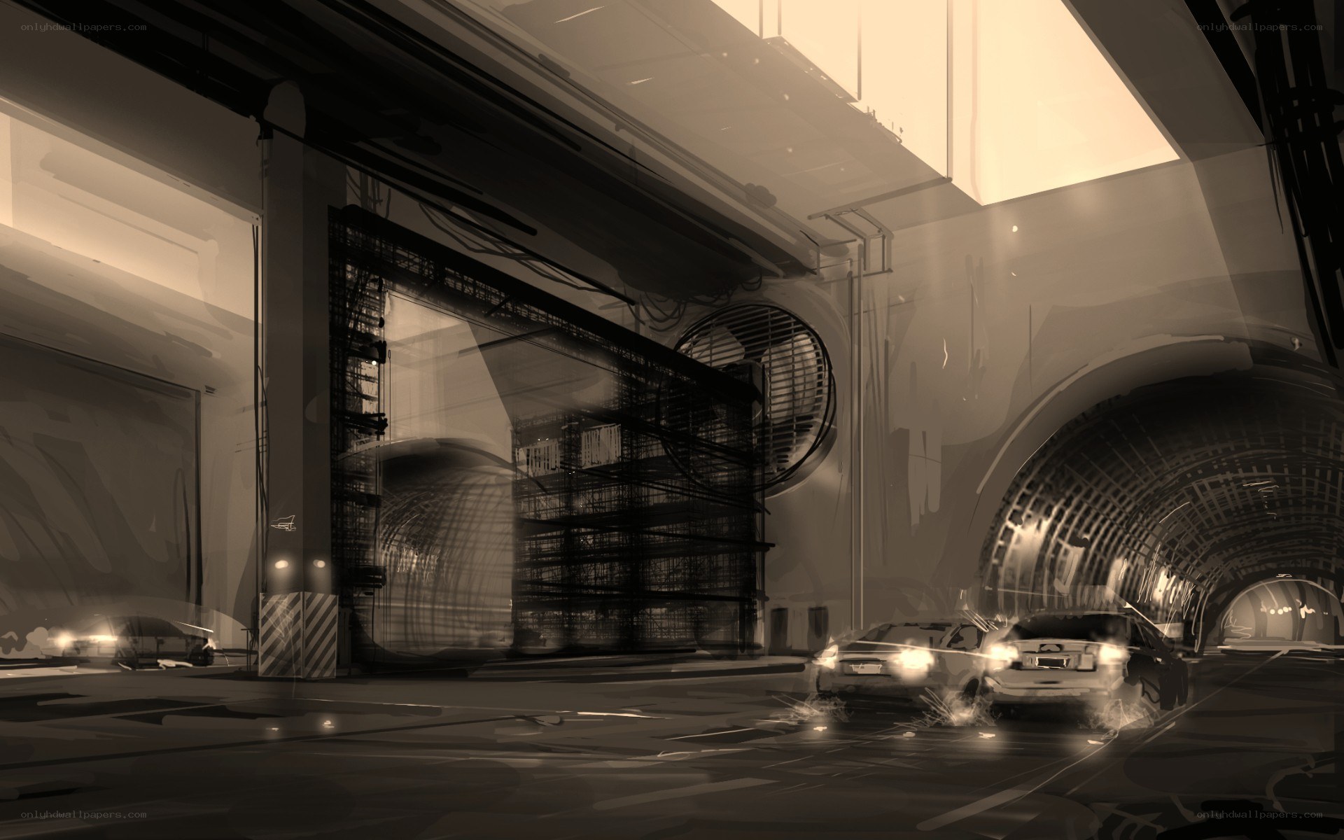 futuristic underground tunnel