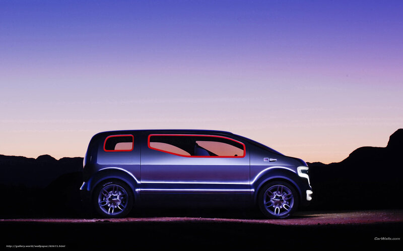 futuristic van at dusk