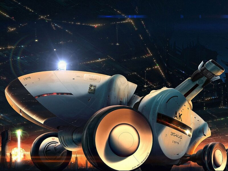 Futuristic Vehicle at Night — Black