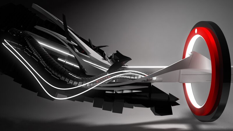 Futuristic Vehicle Design — Black, Dramatic, 3d Render