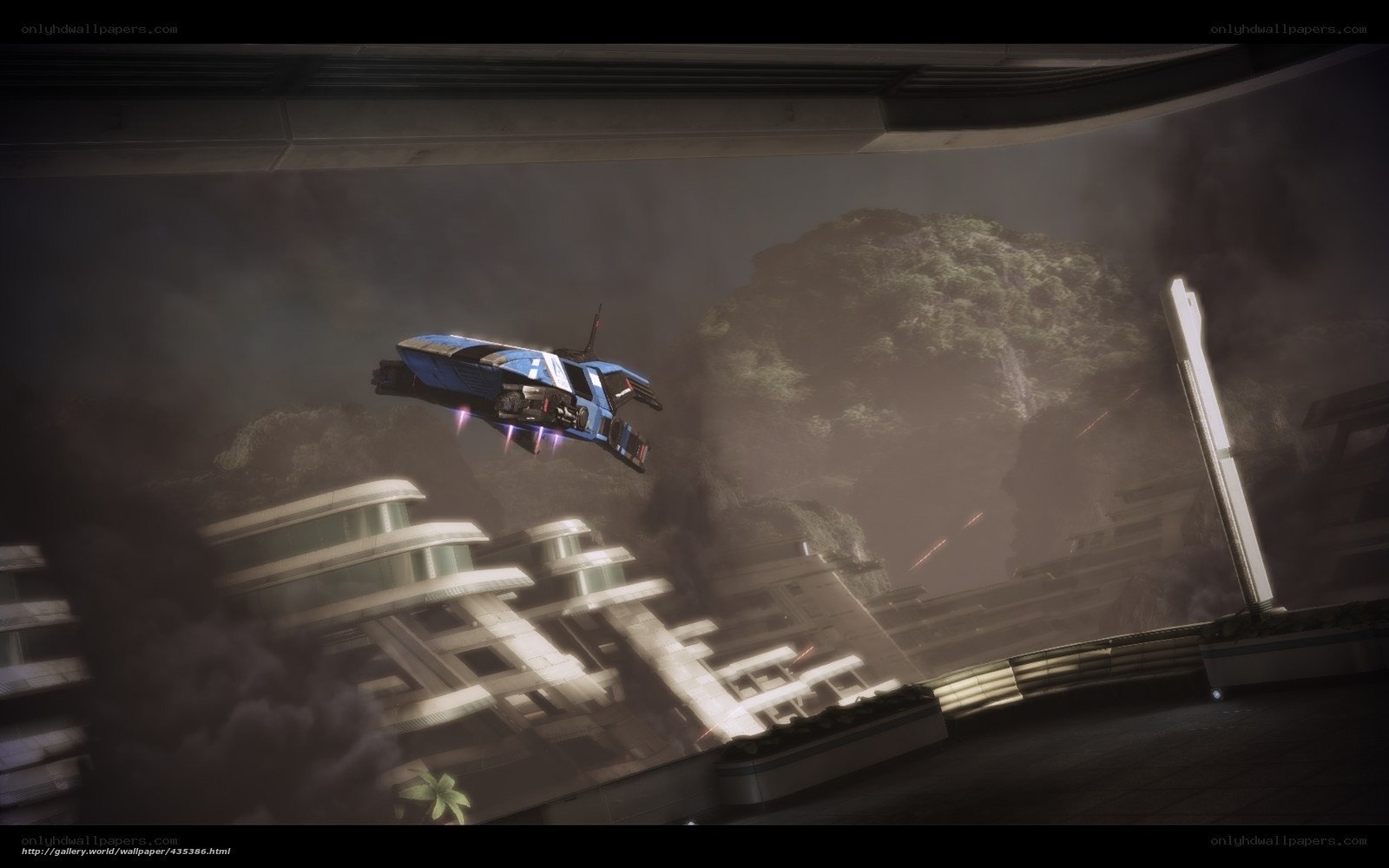futuristic vehicle in a city