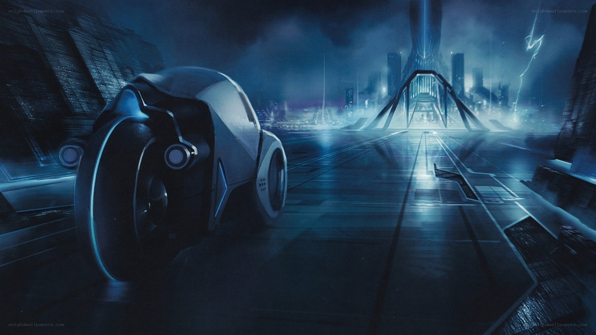 futuristic vehicle in cyber city