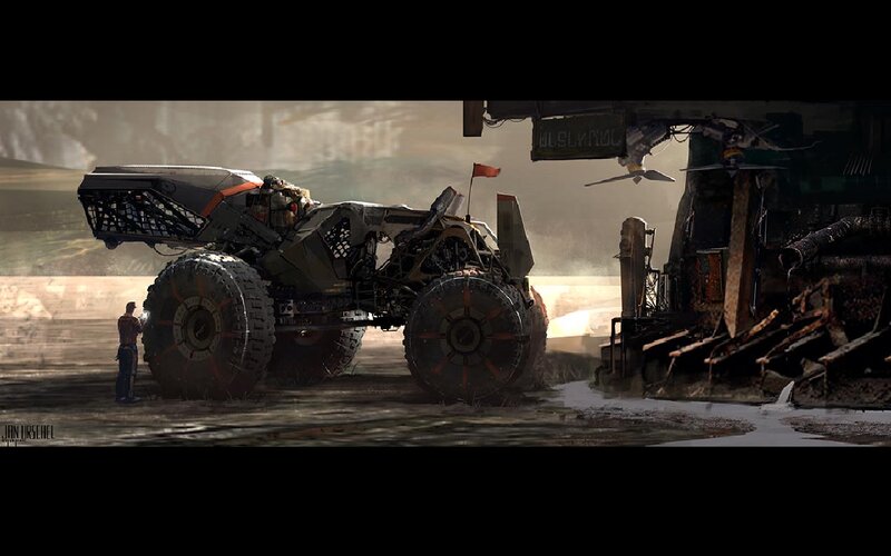 Futuristic Vehicle in Desert — Brown