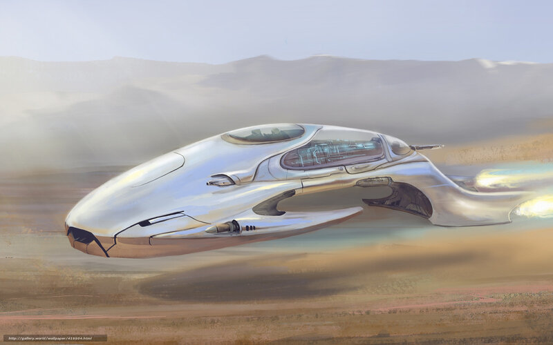 Futuristic Vehicle in Desert — Silver, Dramatic
