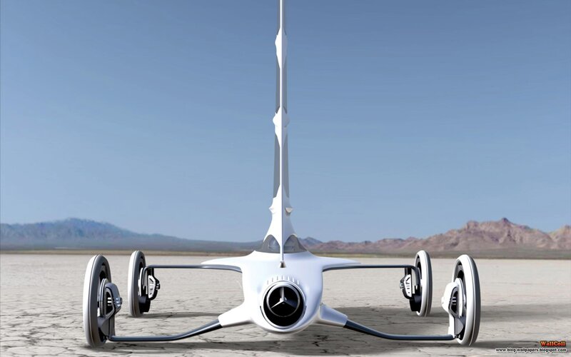 Futuristic Vehicle in Desert — White