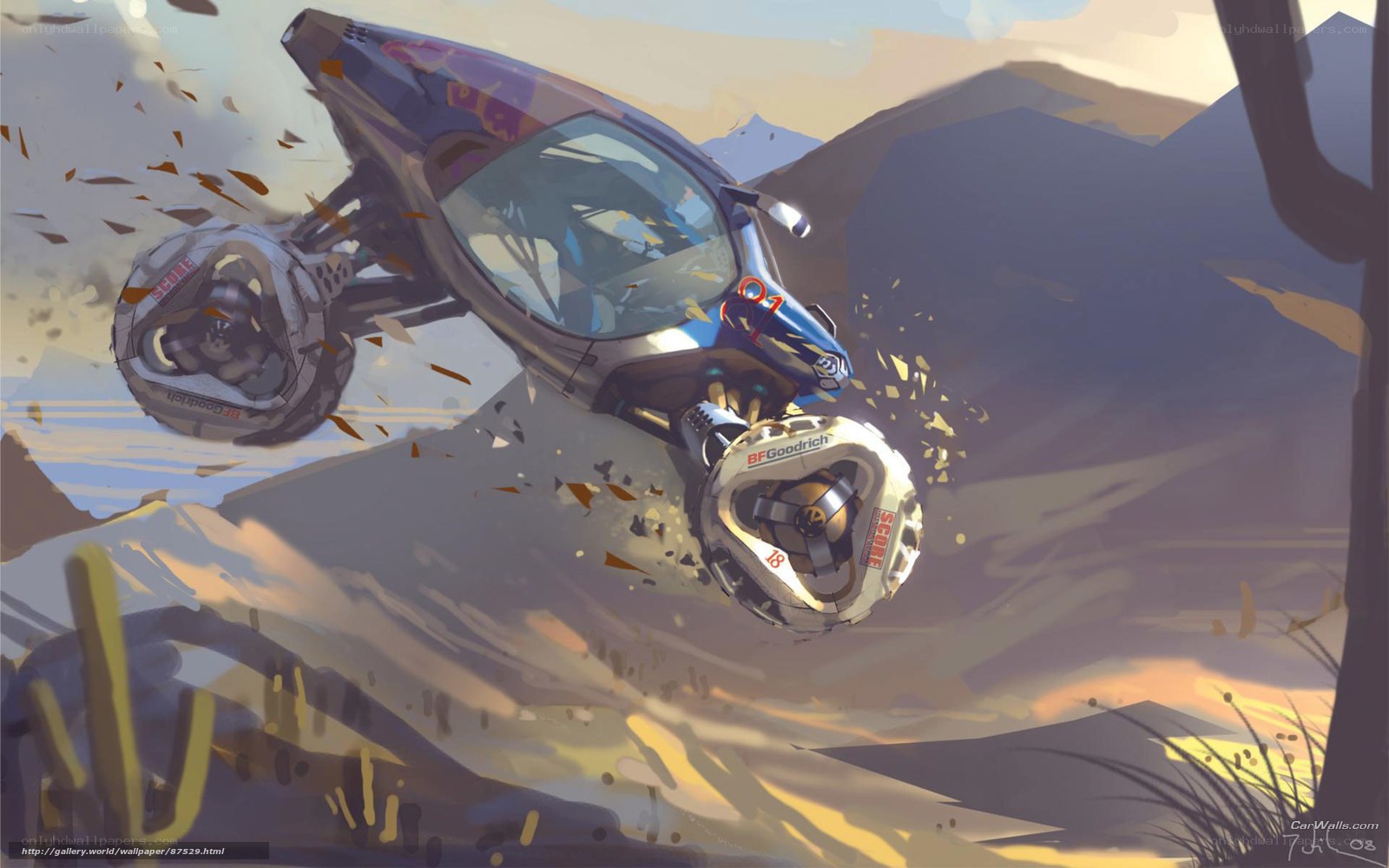 futuristic vehicle in desert